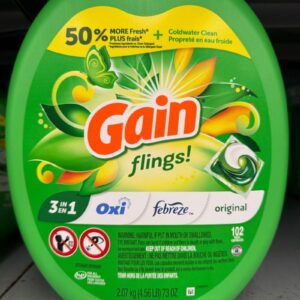Gain Flings 3-in-1 Oxi Boost and Febreze Laundry Detergent Pacs, Original Scent, 102 Count