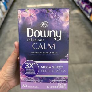 Downy Infusions Calm Mega Dryer Sheets, Lavender and Vanilla Bean Scent, 80 Count