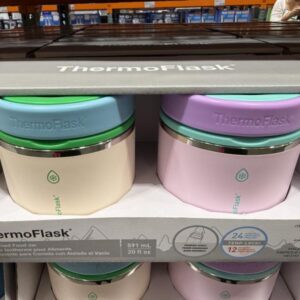 ThermoFlask 20 oz Insulated Food Jar, 2-pack Gray and Light Pink