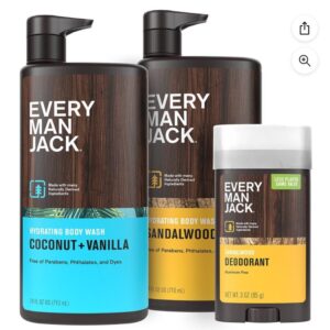 Every Man Jack Sandalwood & Coconut Vanilla Body Wash and Deodorant Kit