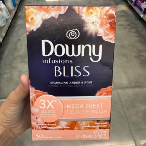 Downy Infusions Mega Dryer Sheets, BLISS, Amber and Rose, 80 Count