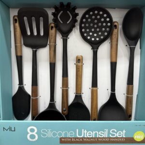 Miu 8 Silicone Utensil Set with Black Walnut Wood Handles