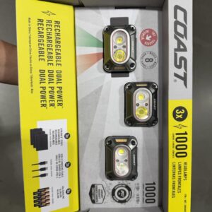 Coast Headlamps Rechargeable Dual Power 3 Pack