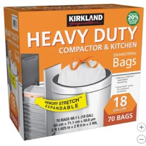 Kirkland Signature 18-Gallon Compactor & Kitchen Trash Bag, 70-count