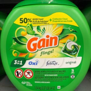 Gain Flings 3-in-1 Oxi Boost and Febreze Laundry Detergent Pacs, Original Scent, 76 Count