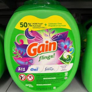 Gain Flings 3-in-1 Oxi Boost and Febreze Laundry Detergent Pacs, Moonlight Breeze Scent, 102 Count