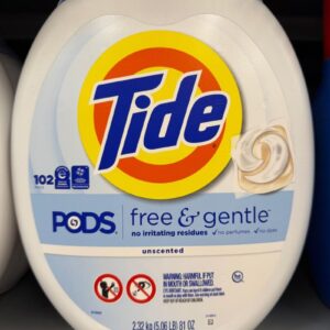 Tide PODS Free and Gentle Liquid Laundry Detergent Pacs, Hypoallergenic, Unscented, 102 Count